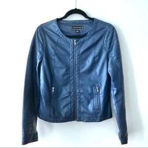 Metaphor Navy Faux Leather Jacket - Size Medium